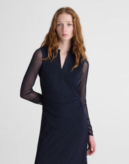 Long-Sleeve Polo Midi Dress CLASSIC NAVY