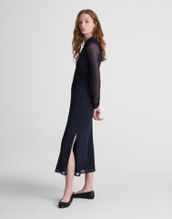 Long-Sleeve Polo Midi Dress CLASSIC NAVY