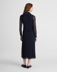 Long-Sleeve Polo Midi Dress CLASSIC NAVY