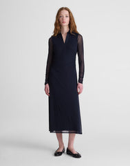 Long-Sleeve Polo Midi Dress CLASSIC NAVY