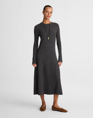 The Signature Knit Crewneck Midi Dress HTHR SLATE