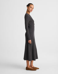 The Signature Knit Crewneck Midi Dress HTHR SLATE