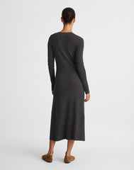 The Signature Knit Crewneck Midi Dress HTHR SLATE