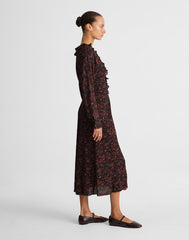 Ruffled Midi Dress ROSE RED
