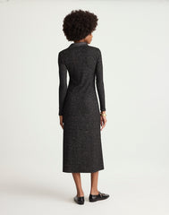 Ribbed Y-Neck Polo Maxi Dress LUREX BLACK
