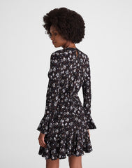 Long-Sleeve A-Line Mini Dress ROSE BROWN AND IVORY