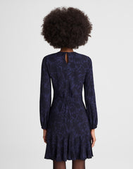 Puff-Sleeve Flare Mini Dress ALEXIS FLORAL NAVY