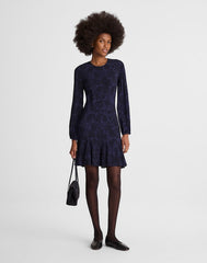 Puff-Sleeve Flare Mini Dress ALEXIS FLORAL NAVY