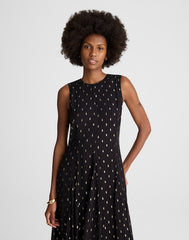 Sleeveless Flared Midi Dress CRINKLE ECOVERO LUREX
