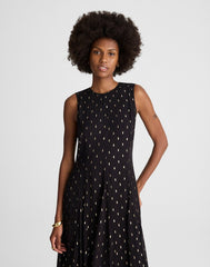 Sleeveless Flared Midi Dress CRINKLE ECOVERO LUREX