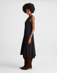 Sleeveless Flared Midi Dress CRINKLE ECOVERO LUREX