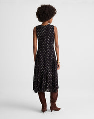 Sleeveless Flared Midi Dress CRINKLE ECOVERO LUREX