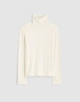 Ribbed Turtleneck Long-Sleeve Tee HTHR CREAM