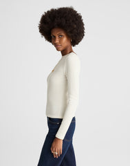 Sparkle Scoop-Back Long-Sleeve Top LUREX ANTIQUE CREAM