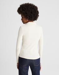 Sparkle Long-Sleeve Polo Top LUREX ANTIQUE CREAM
