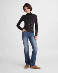 Turtleneck Long-Sleeve Top in Wool Blend HTHR CHARCOAL