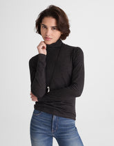Turtleneck Long-Sleeve Top in Wool Blend HTHR CHARCOAL