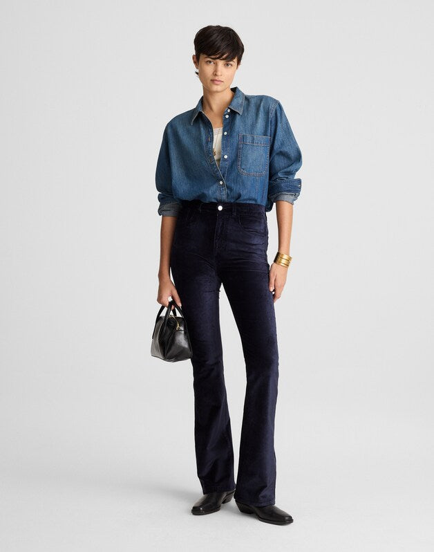 The Stretch Flare Pant in Velvet CLASSIC NAVY