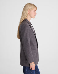 The Mercer Relaxed Blazer in Check BLUE BROWN PLAID
