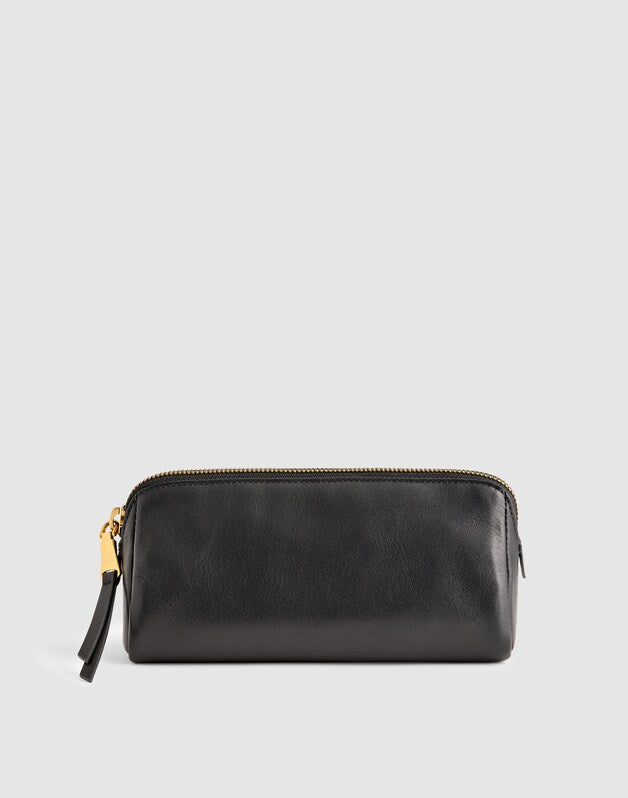 The Makeup Pouch in Leather TRUE BLACK