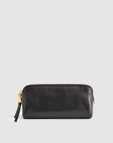 The Makeup Pouch in Leather TRUE BLACK