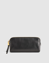 The Makeup Pouch in Leather TRUE BLACK