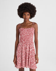 Tie Shoulder Mini Dress in Floral AMANDA FLORAL RED