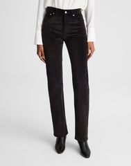 The Longline Straight Pant in Velvet JET BLACK