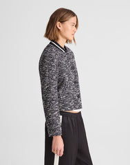 Raglan Bomber Jacket in Tweed NAVY WHITE MULTI