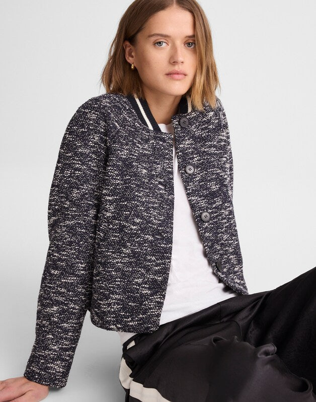 Raglan Bomber Jacket in Tweed NAVY WHITE MULTI
