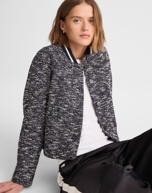 Raglan Bomber Jacket in Tweed NAVY WHITE MULTI