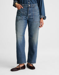 The Curvy Darted Utility Barrel-Leg Jean IRMO WASH