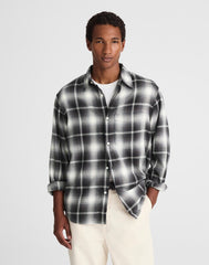 Lightweight Flannel Button-Up Shirt ALMOST BLACK