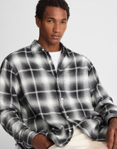 Lightweight Flannel Button-Up Shirt ALMOST BLACK