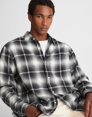 Lightweight Flannel Button-Up Shirt ALMOST BLACK