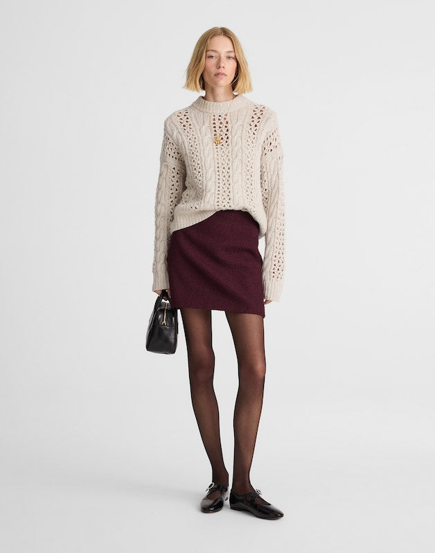Mini Skirt in Tweed DARK POMEGRANATE