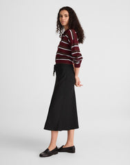 Drawstring Midi Skirt JET BLACK