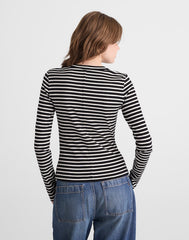 The '90s Crewneck Long-Sleeve Tee in Compact Cotton BENGAL STRIPE