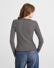 The '90s Crewneck Long-Sleeve Tee in Compact Cotton BENGAL STRIPE