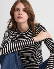 The '90s Crewneck Long-Sleeve Tee in Compact Cotton BENGAL STRIPE