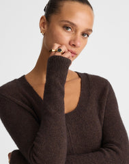 Scoopneck Sweater Mini Dress MOLASSES