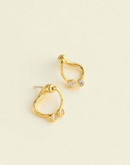 Demi-Fine Crystal Twisted Front-Back Earrings WHITE SAPPHIRE