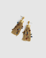 Semiprecious Chain-Link Tassel Earrings ANTIQUE GOLD