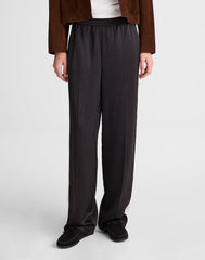 The Easy Pull-On Track Pant in Satin JET BLACK