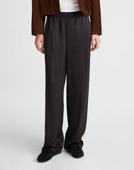 The Easy Pull-On Track Pant in Satin JET BLACK