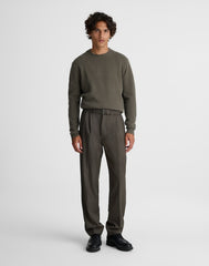 Belted Double-Pleat Trousers in Wool Blend SOOT