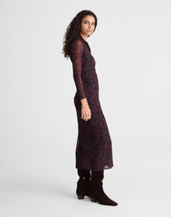 Long-Sleeve Polo Midi Dress DEEP AUBERGINE