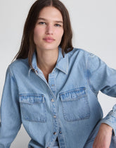 Airy Denim Relaxed Shirt-Jacket FADED HORIZON WASH
