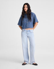 Airy Denim Boxy-Crop Shirt PICKETT WASH