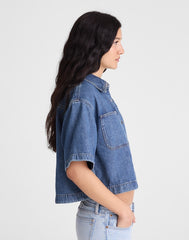 Airy Denim Boxy-Crop Shirt PICKETT WASH